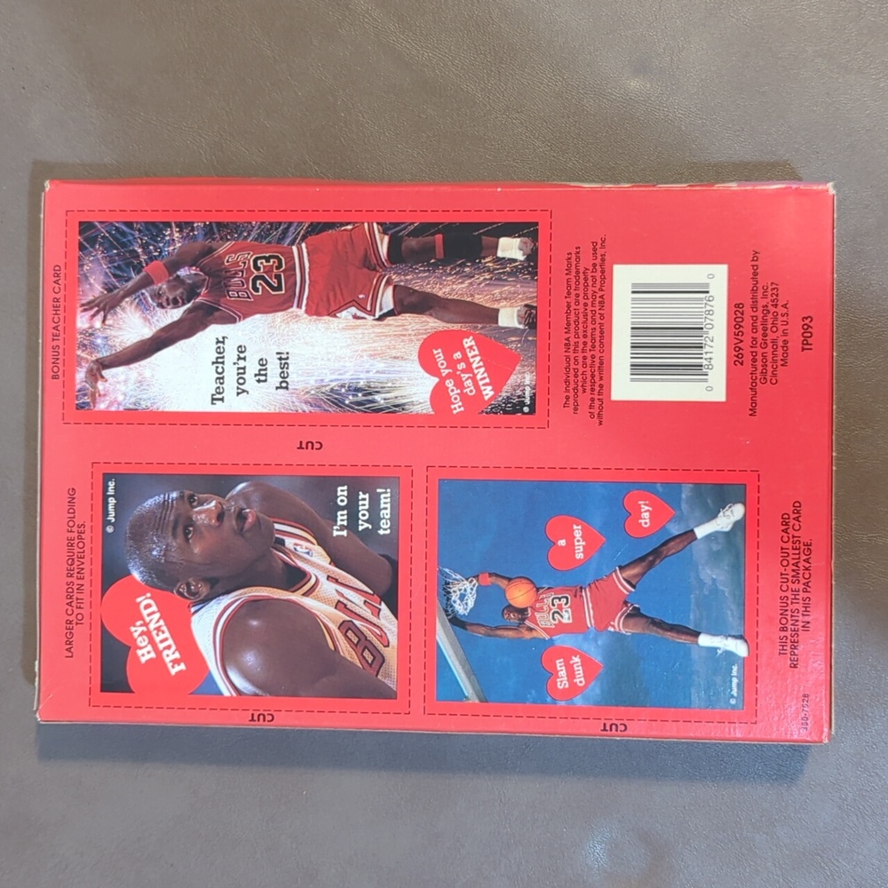 Michael Jordan Valentines by Gibson 32 +3 cut outs envelopes NBA Jump Inc - Picture 2 of 10